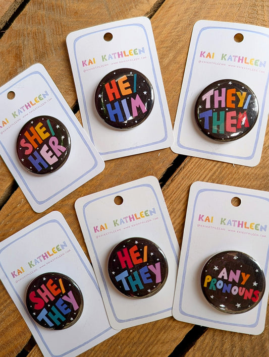 Pronoun Badges - 6 variations available