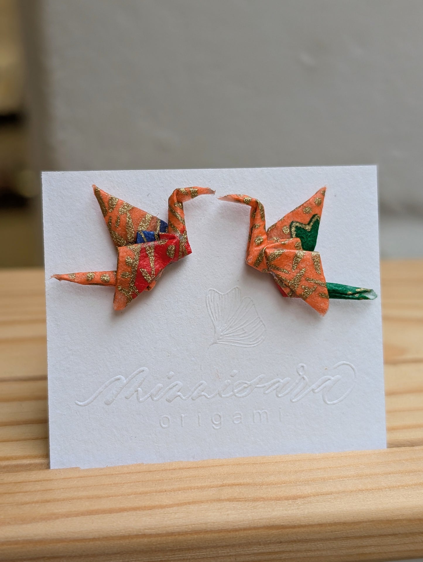 Handmade Mini Origami Crane Stud Earrings