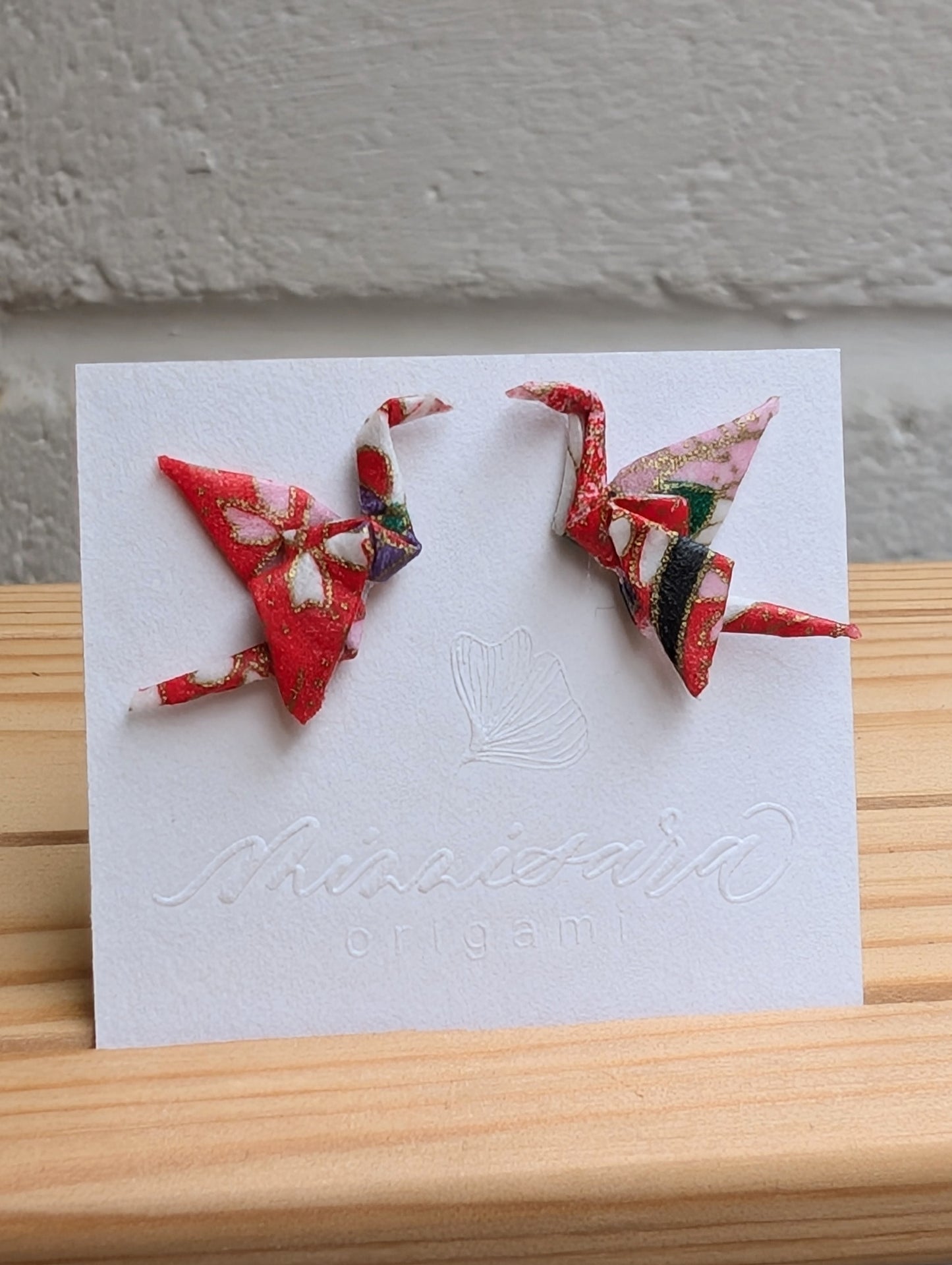 Handmade Mini Origami Crane Stud Earrings