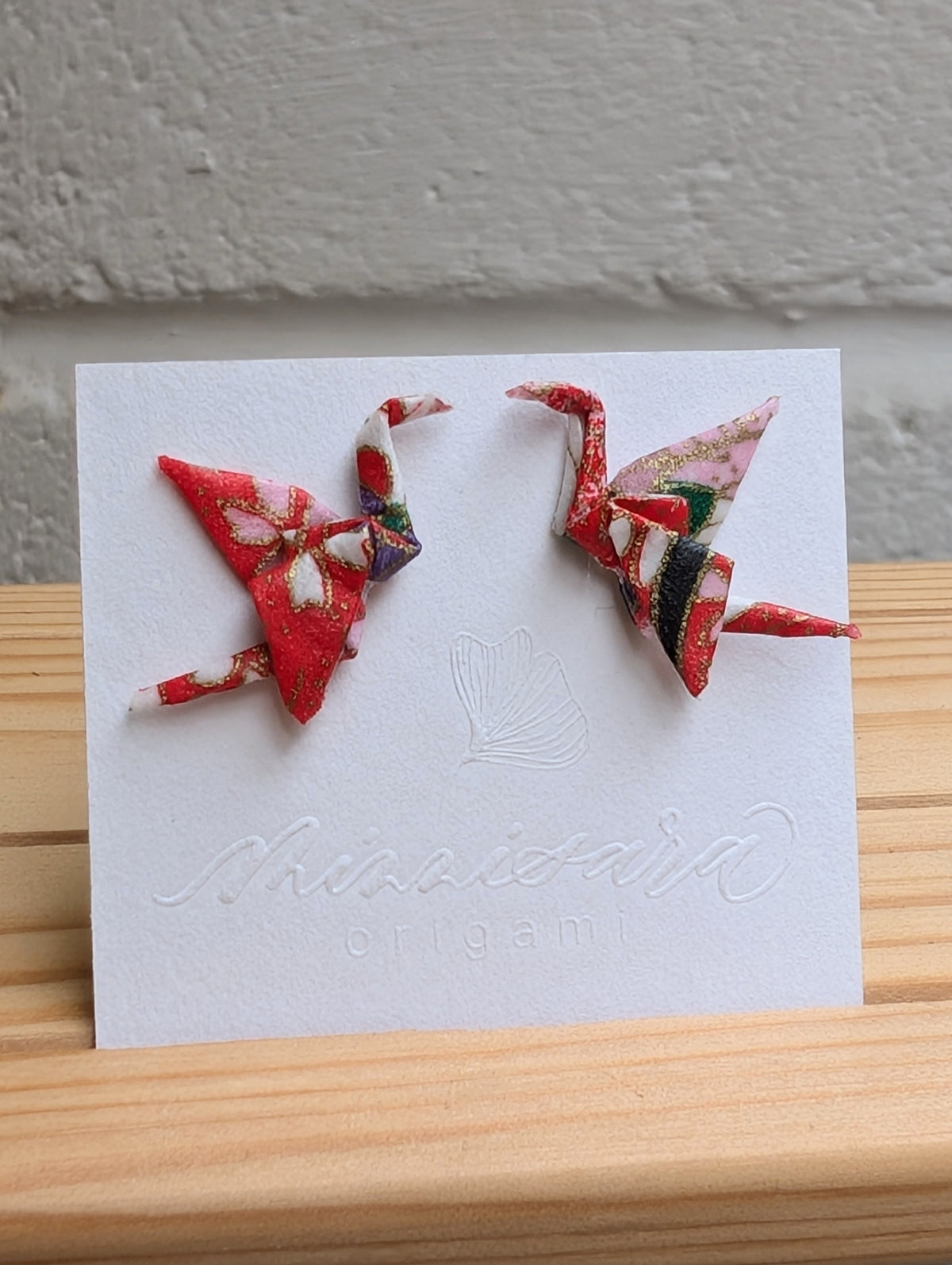 Handmade Mini Origami Crane Stud Earrings