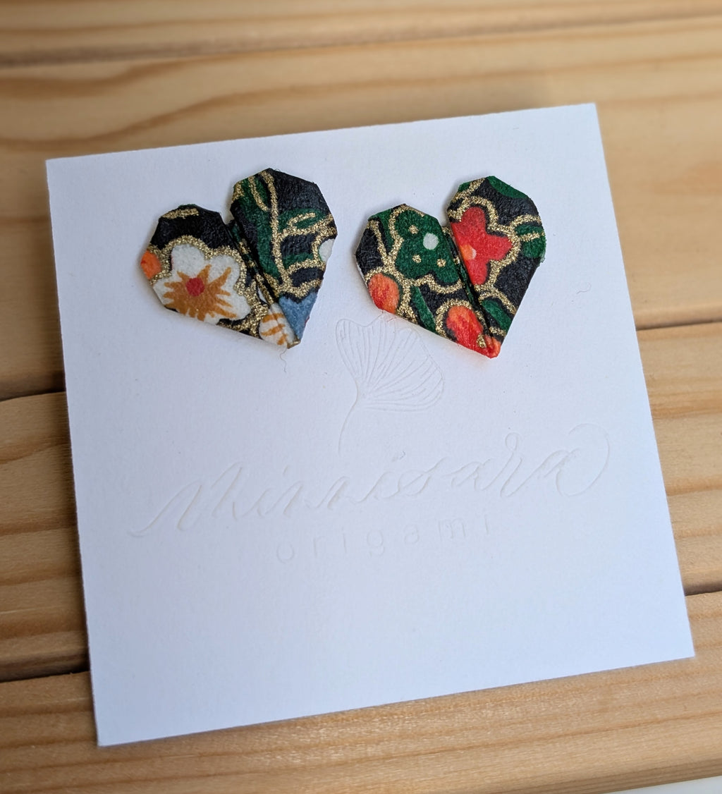 Handmade Mini Origami Heart Stud Earrings