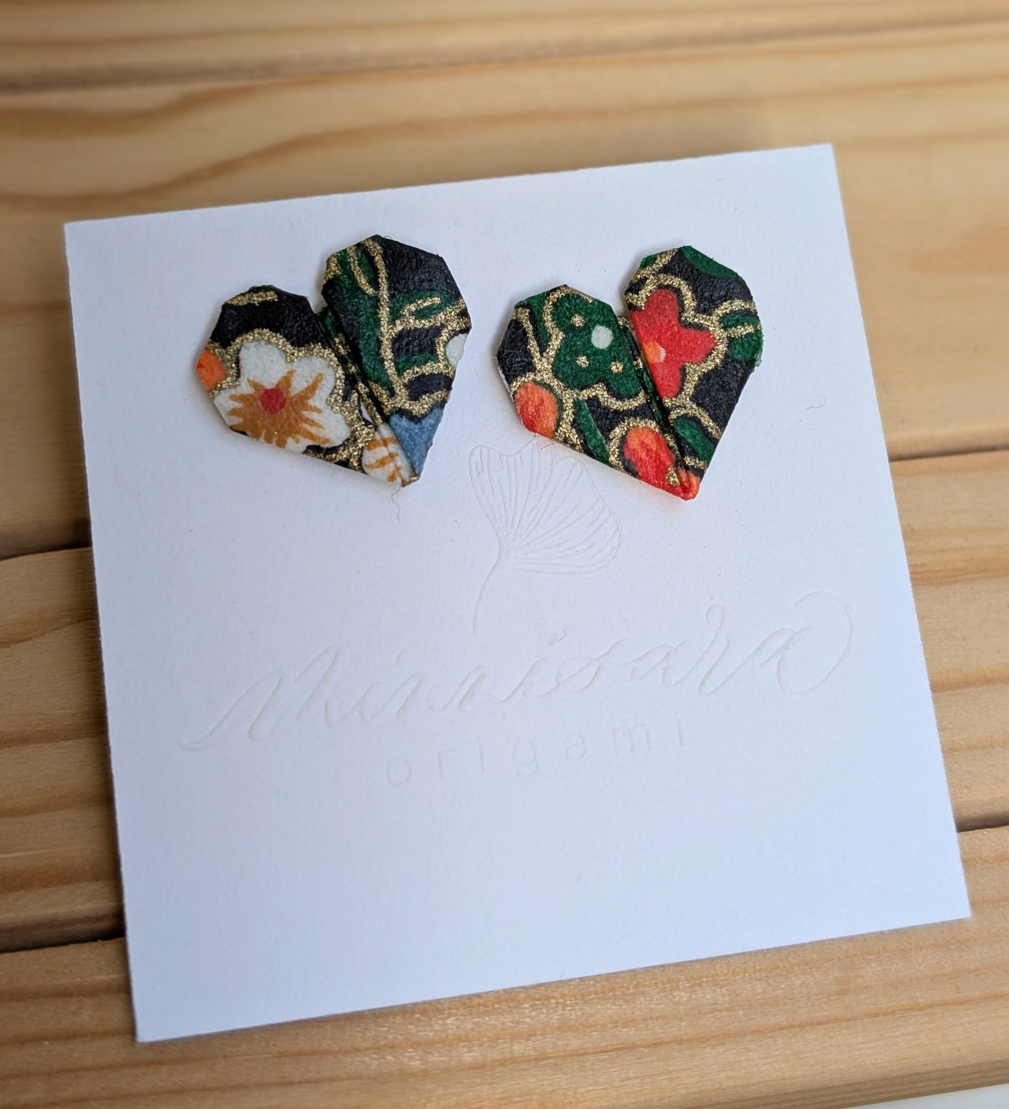 Handmade Mini Origami Heart Stud Earrings