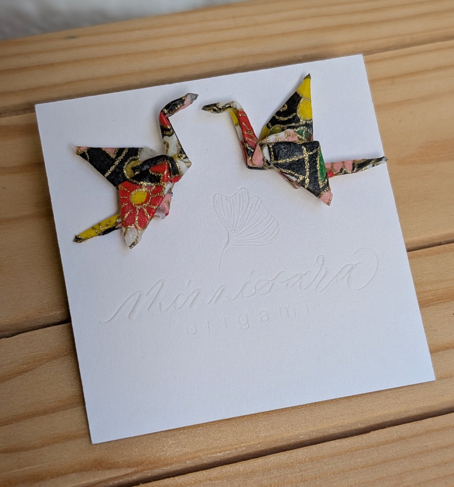 Handmade Mini Origami Crane Stud Earrings