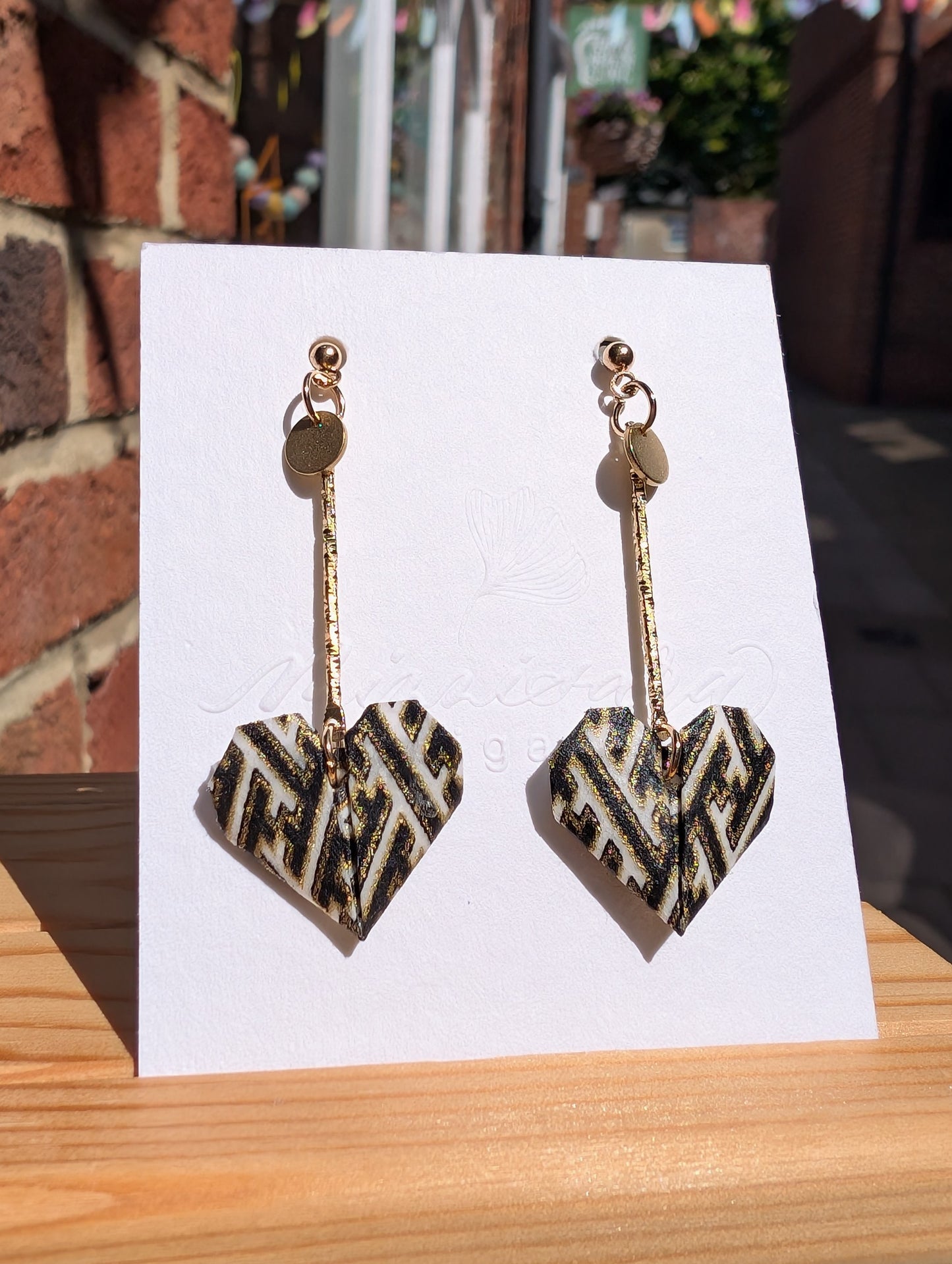 Handmade Origami Heart Earrings