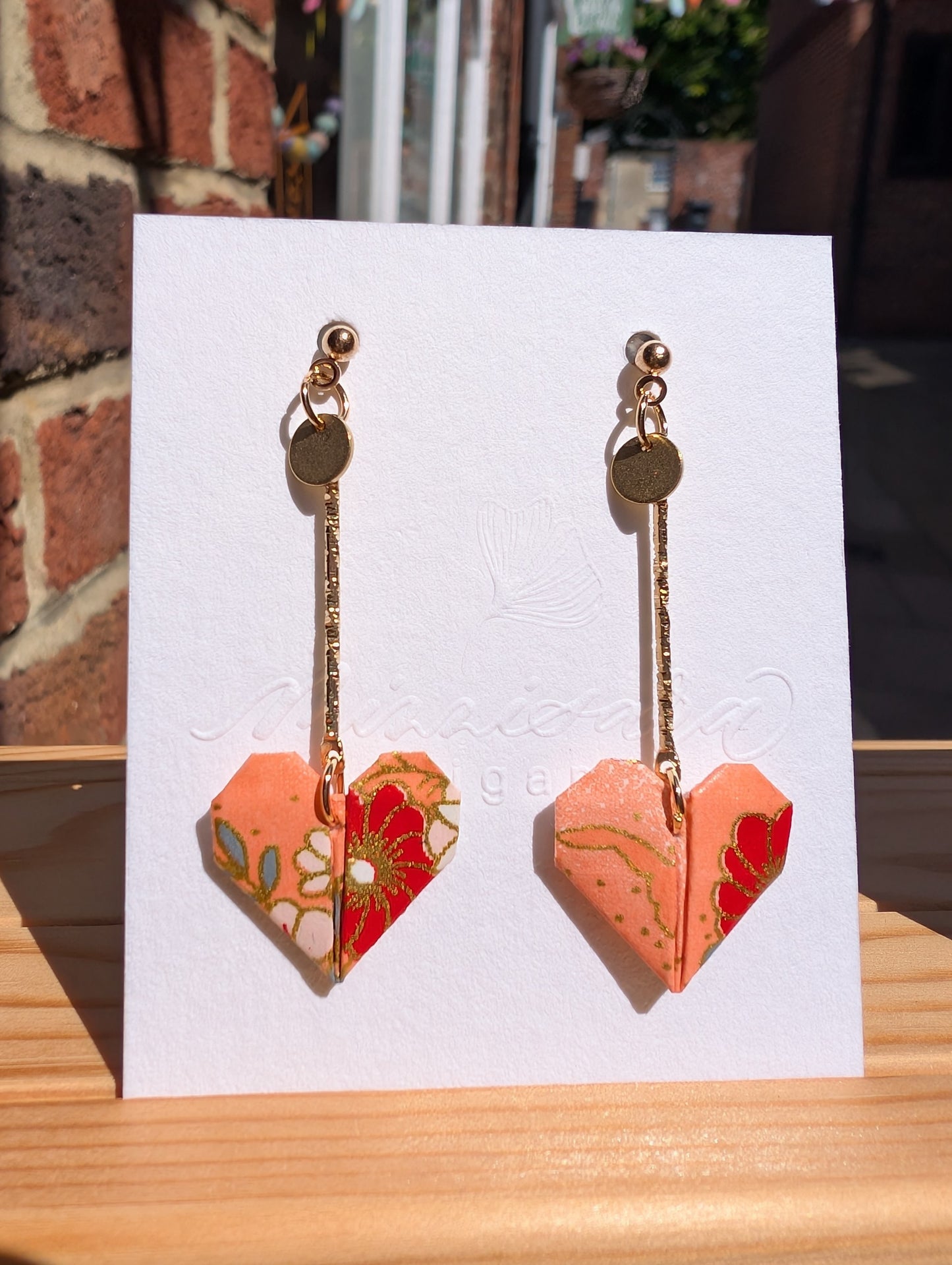 Handmade Origami Heart Earrings
