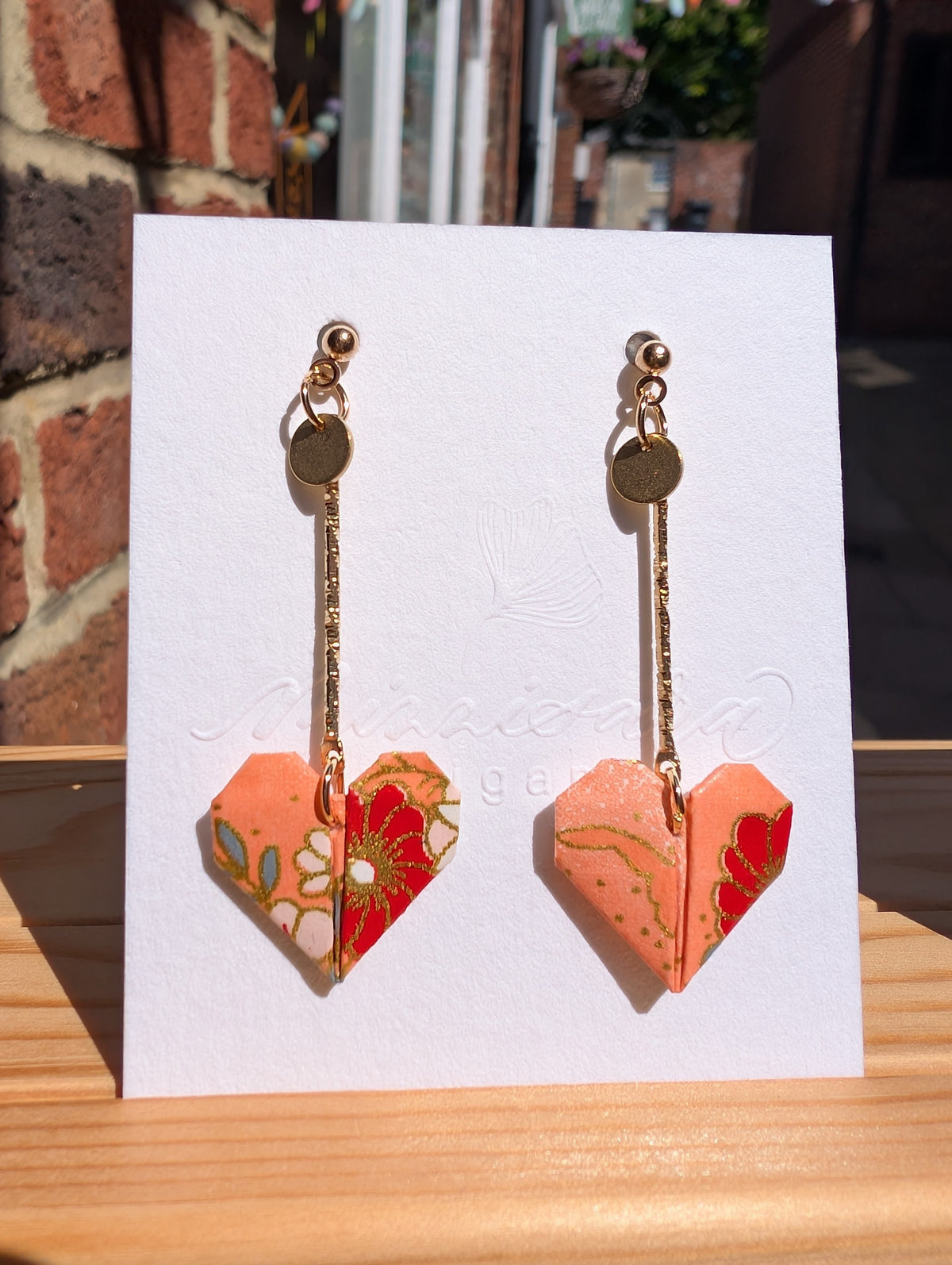 Handmade Origami Heart Earrings