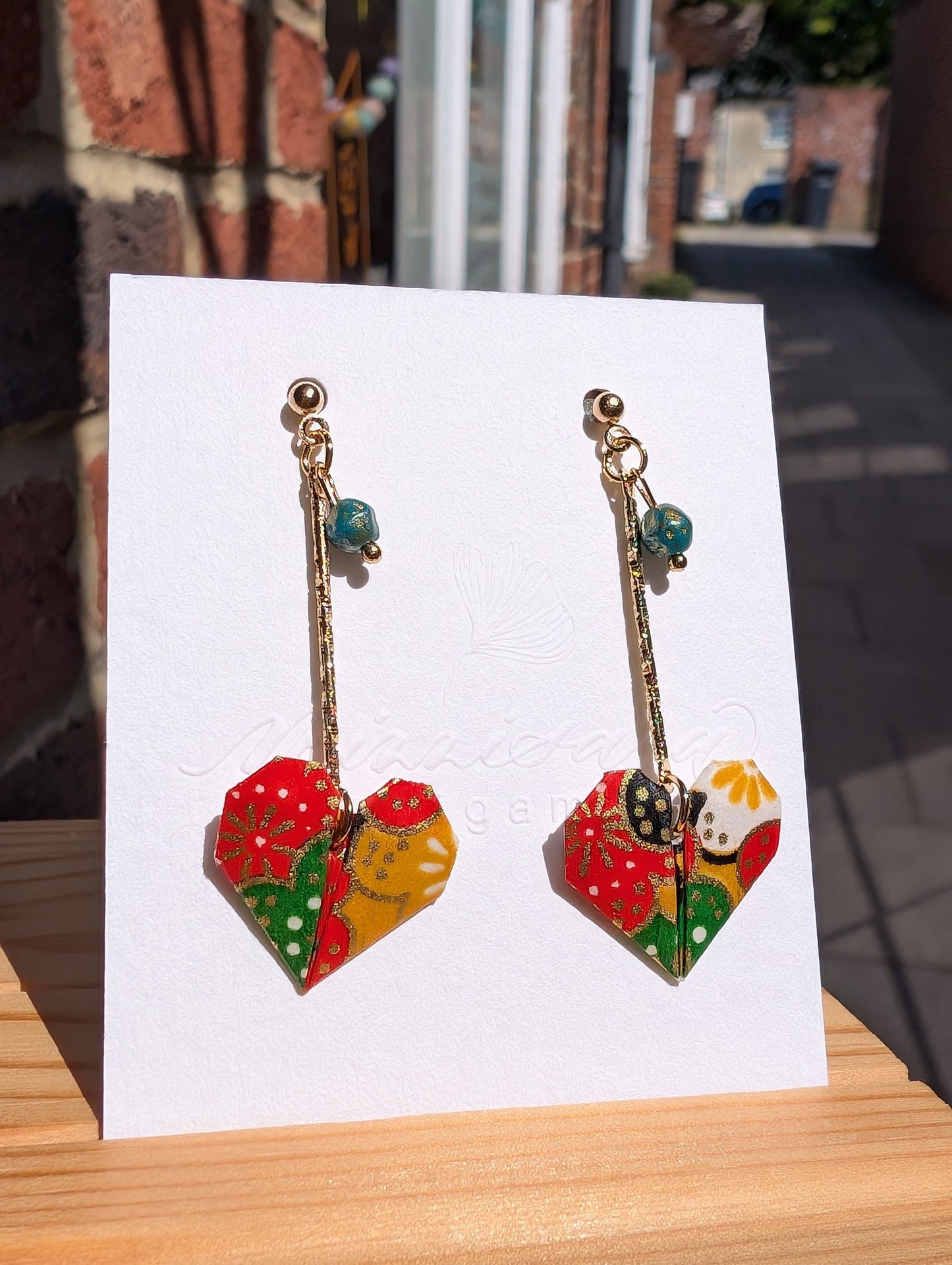 Handmade Origami Heart Earrings