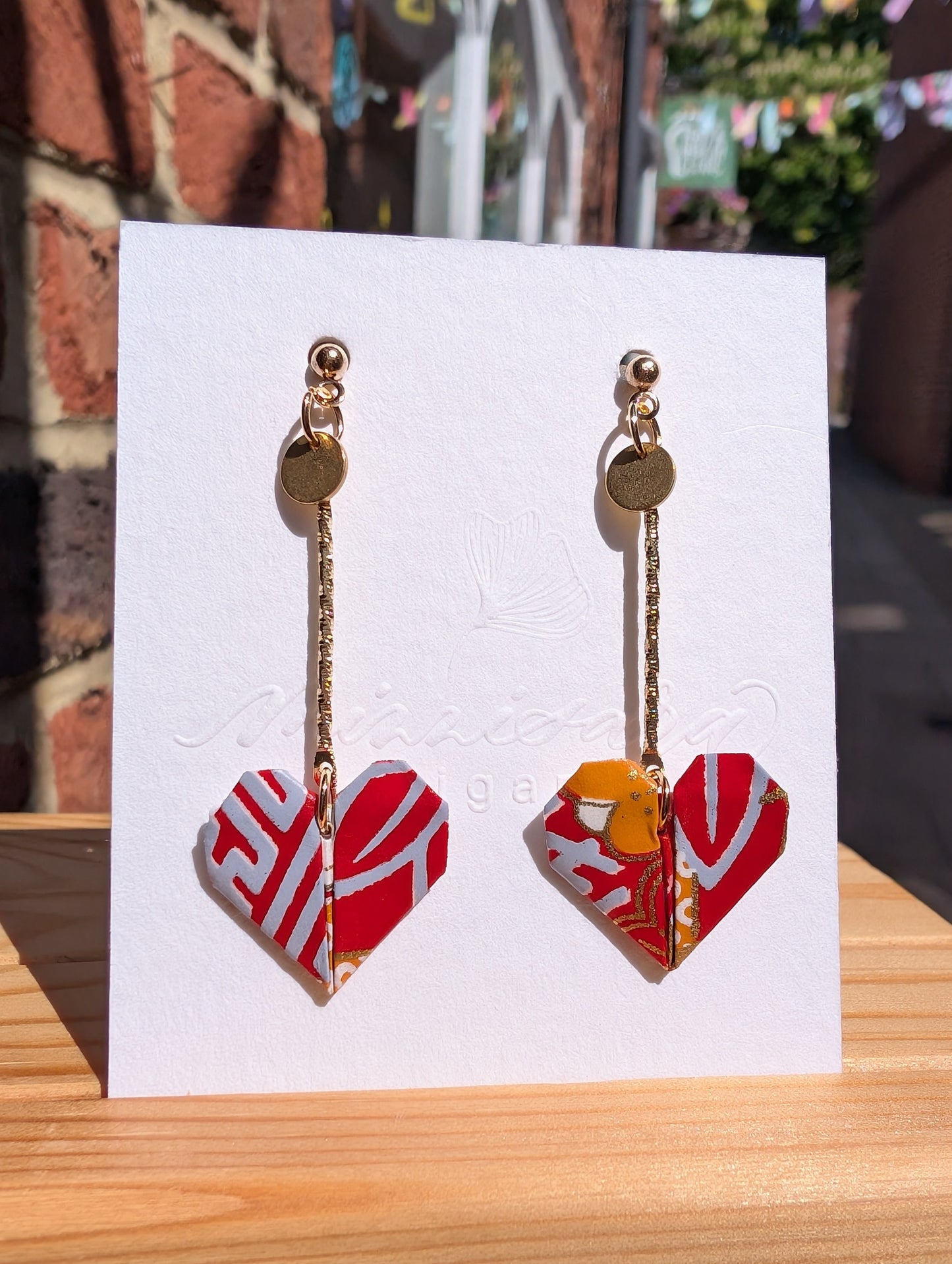 Handmade Origami Heart Earrings