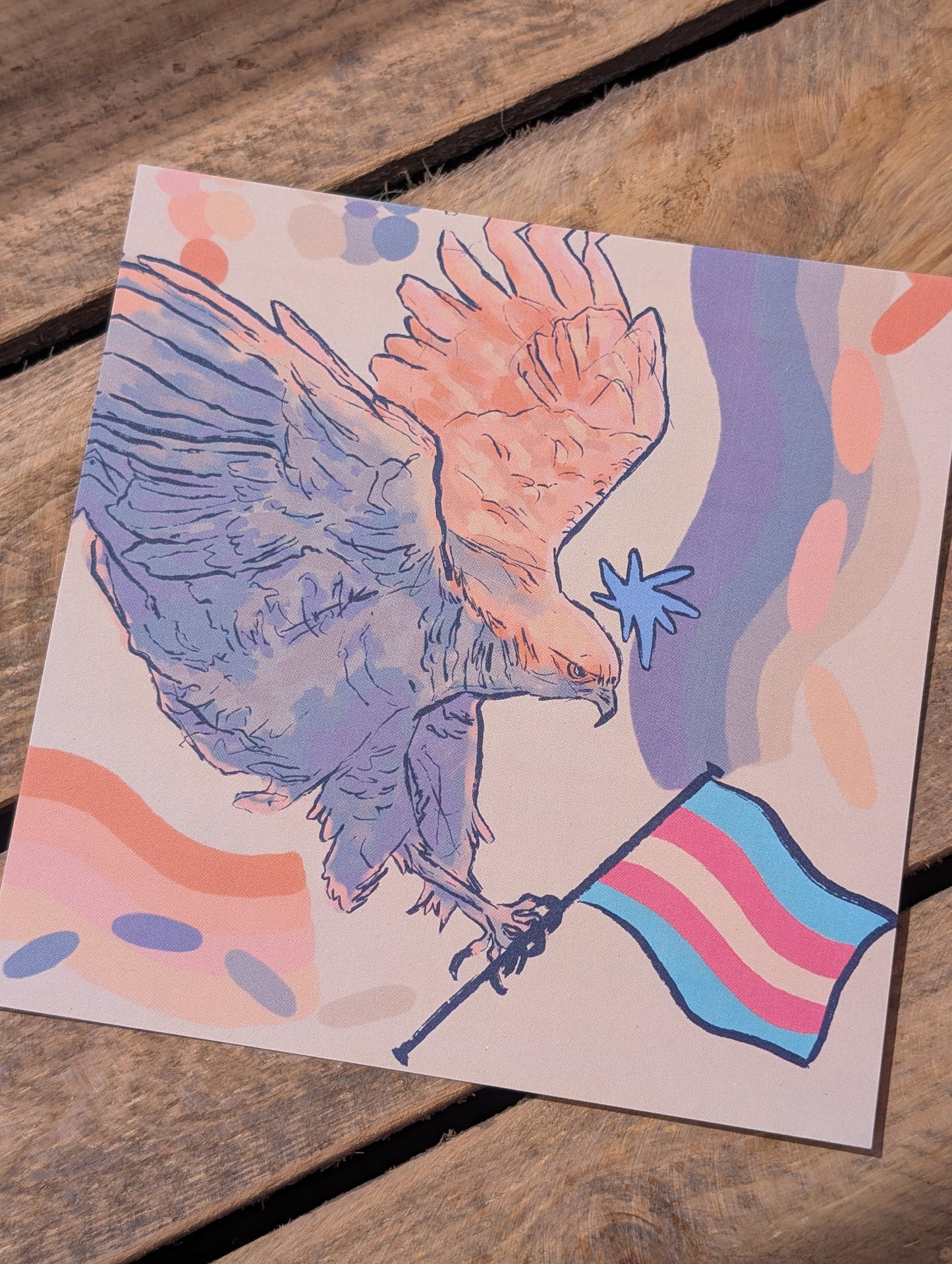 Eagle With Trans Flag Square Mini Print