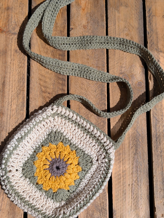 Crochet Sunflower Shoulder Bag - 5 Available Colours