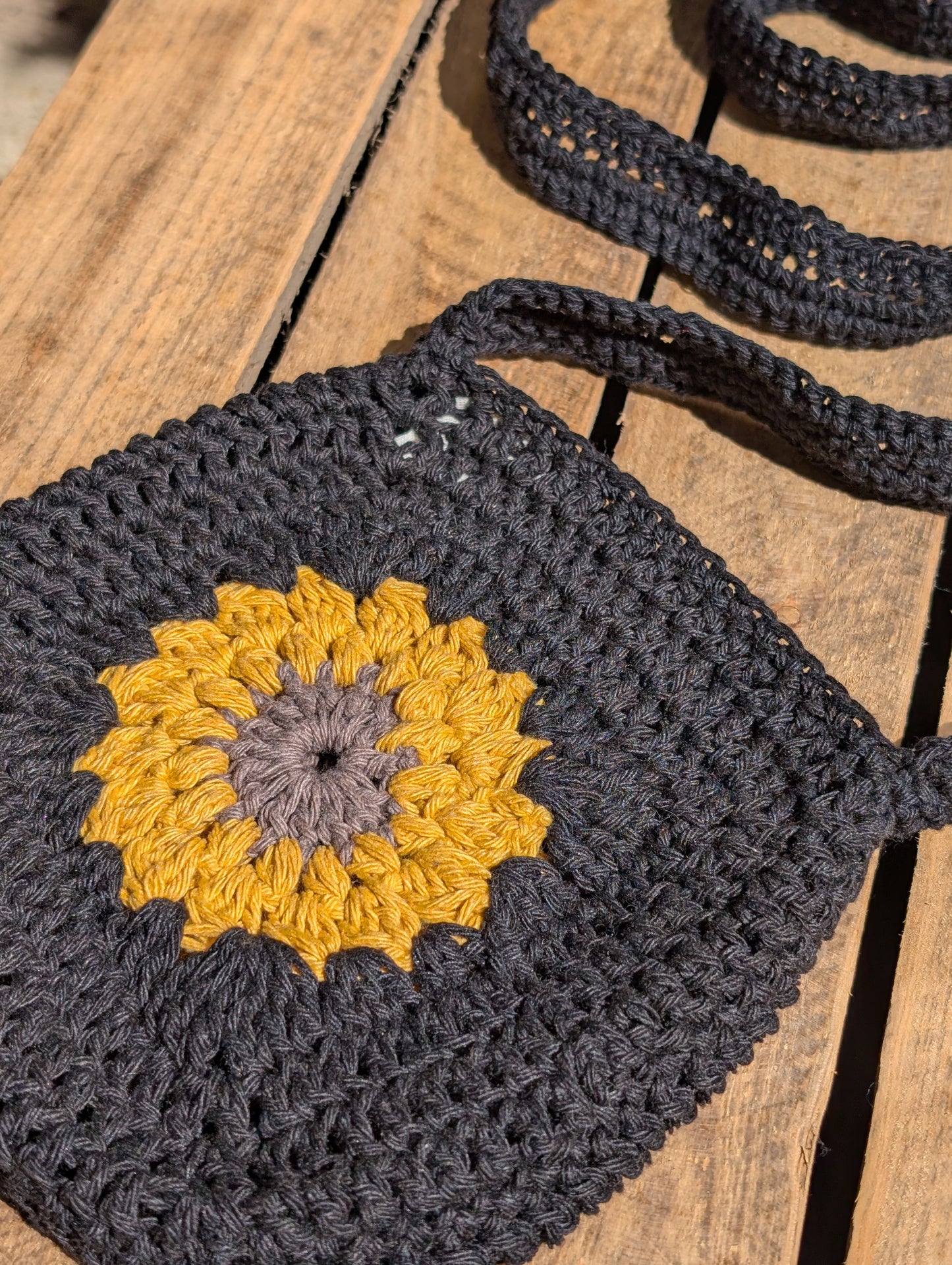 Crochet Sunflower Shoulder Bag - 5 Available Colours