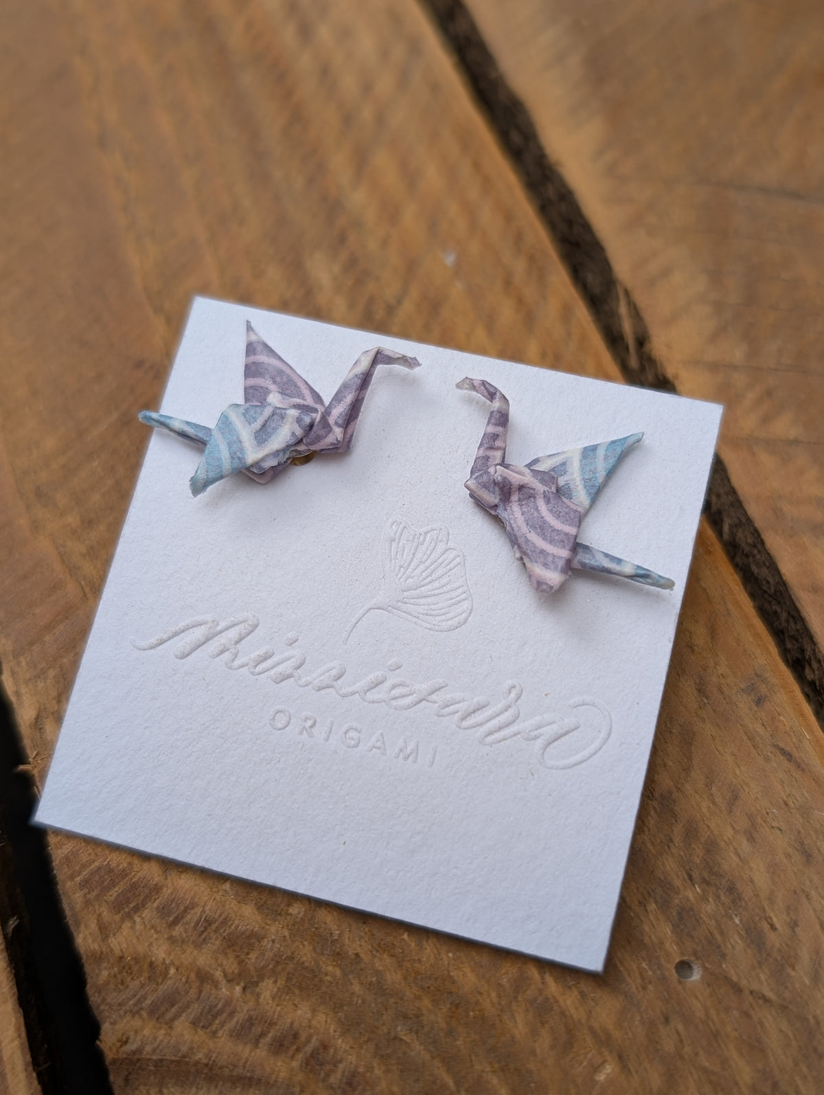 Handmade Mini Origami Crane Stud Earrings