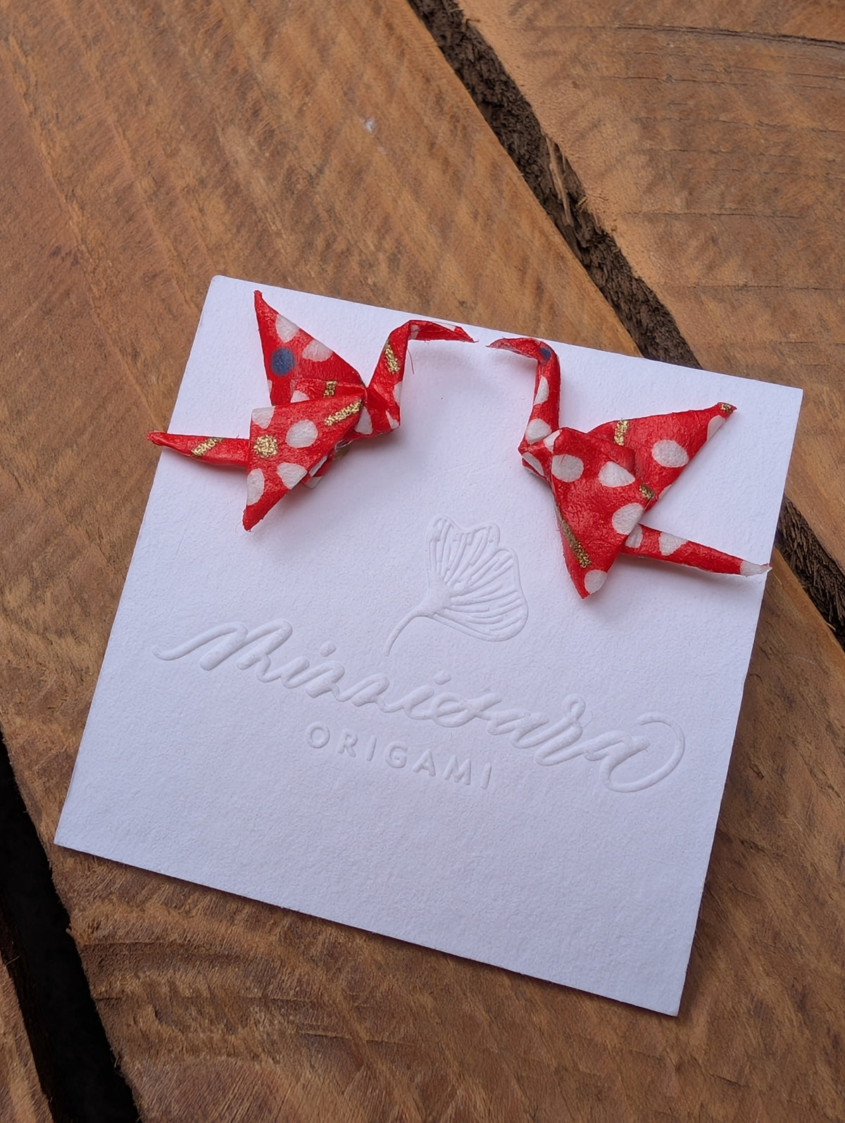 Handmade Mini Origami Crane Stud Earrings