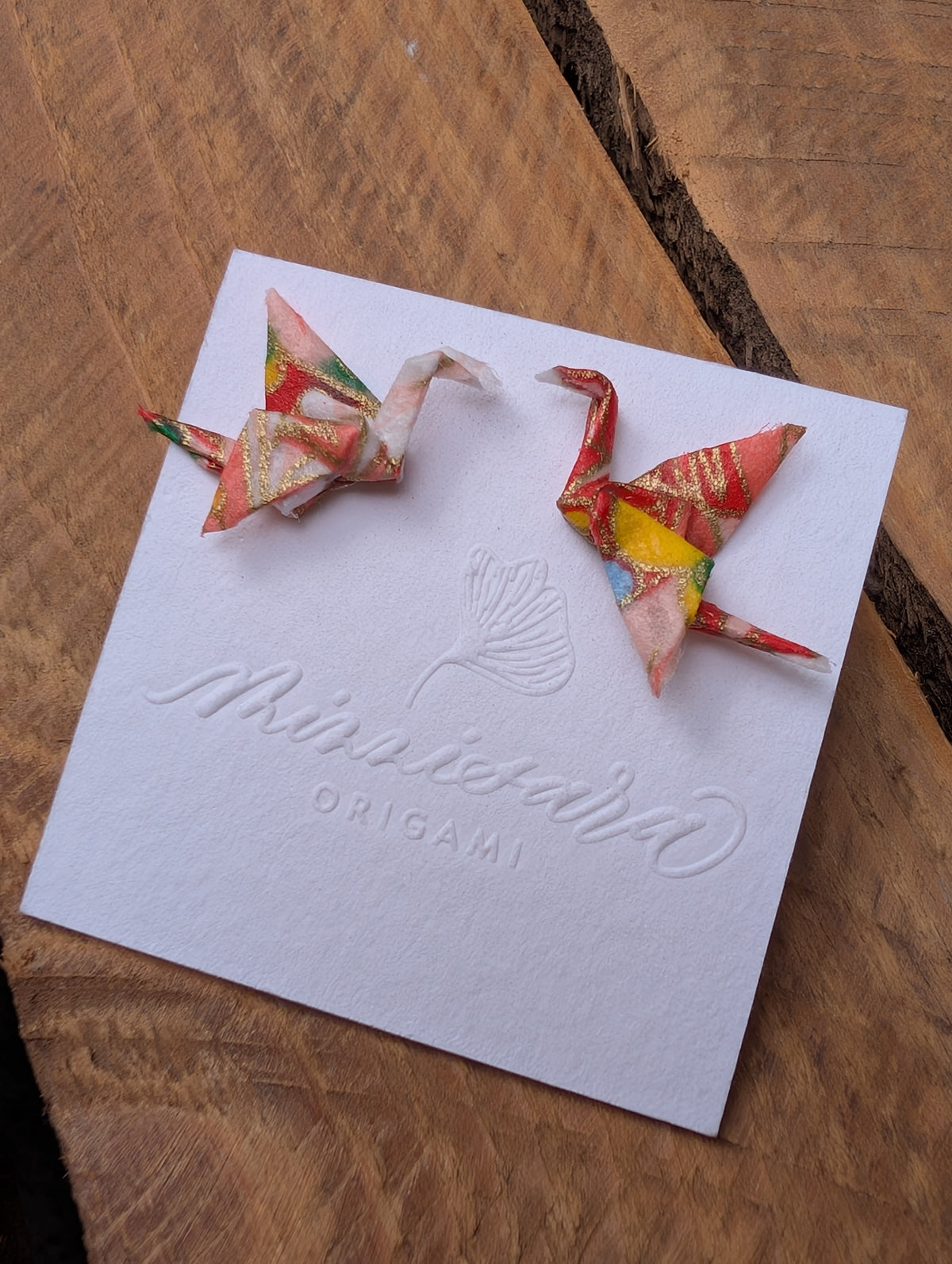 Handmade Mini Origami Crane Stud Earrings