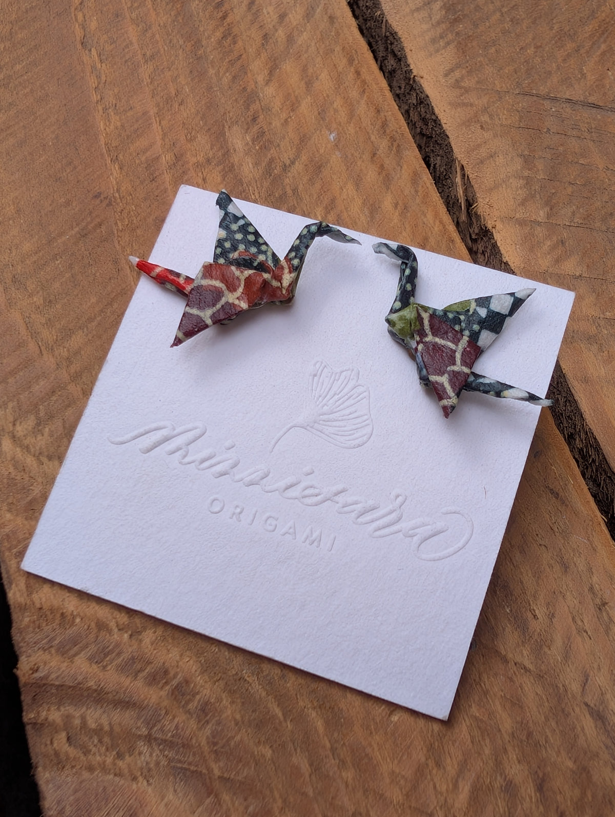 Handmade Mini Origami Crane Stud Earrings