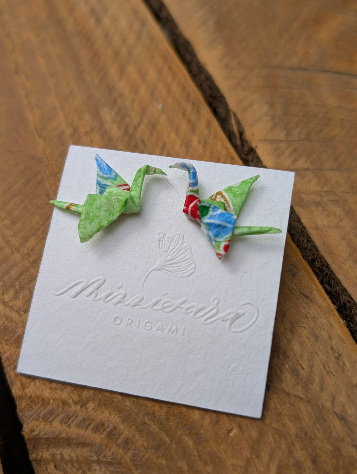 Handmade Mini Origami Crane Stud Earrings