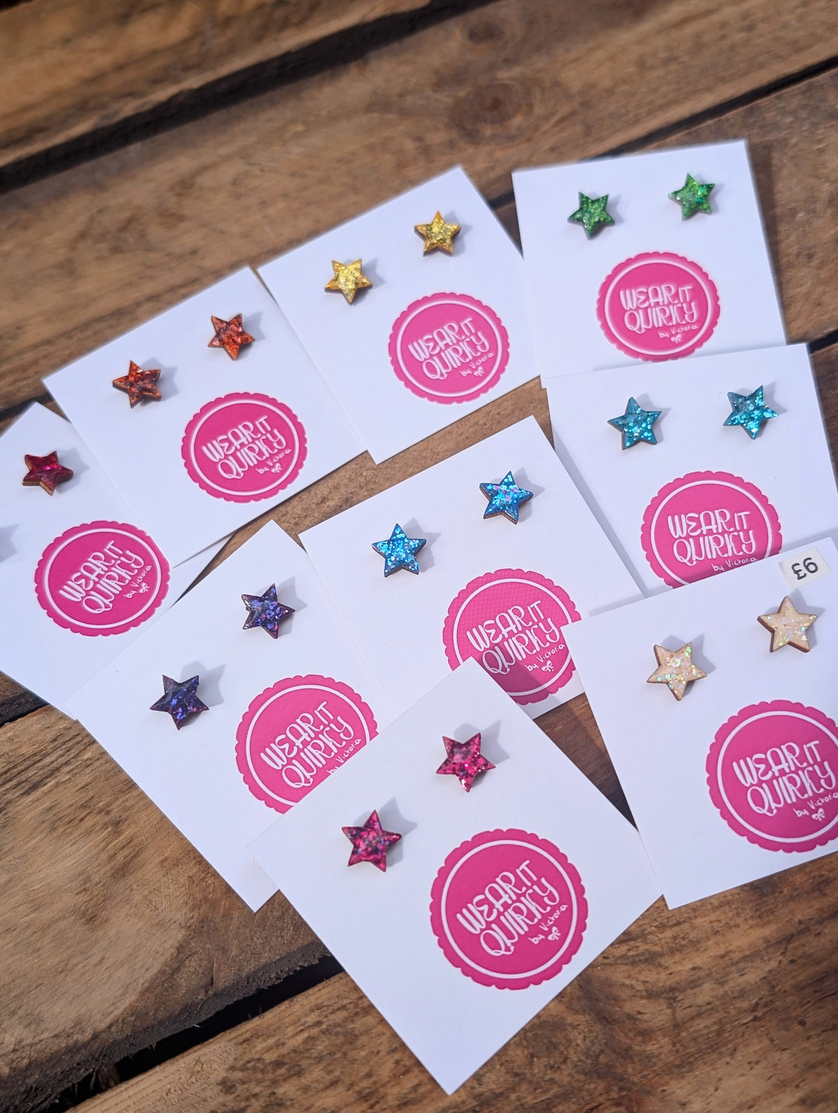 Glitter Star Stud Earrings - 9 colours available
