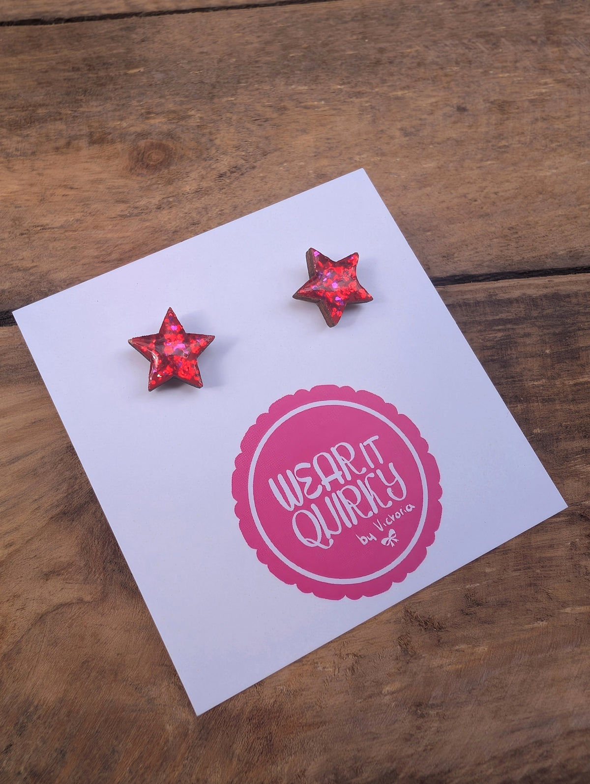 Glitter Star Stud Earrings - 9 colours available