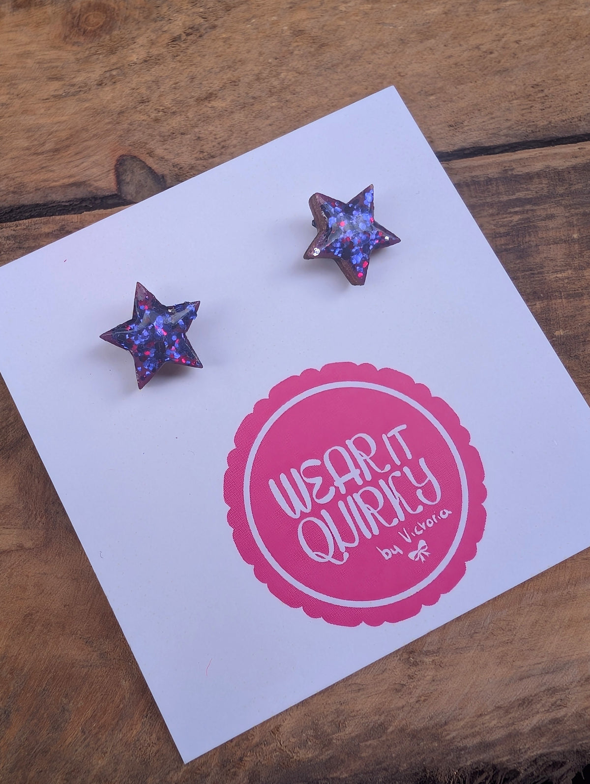 Glitter Star Stud Earrings - 9 colours available