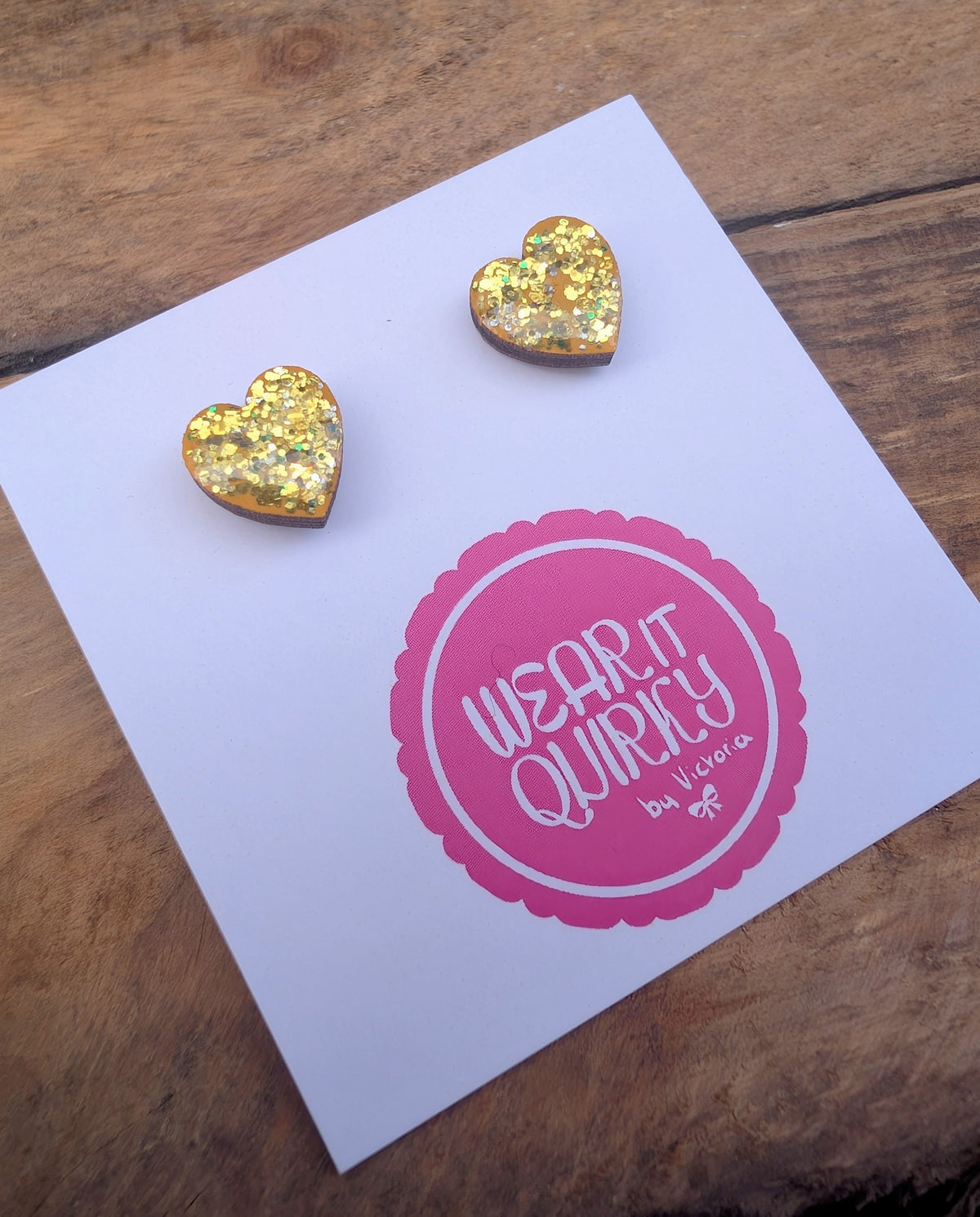 Glitter Heart Stud Earrings - 9 colours available
