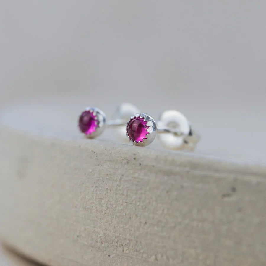 Sterling Silver Mini Studs with Semi Precious Stones