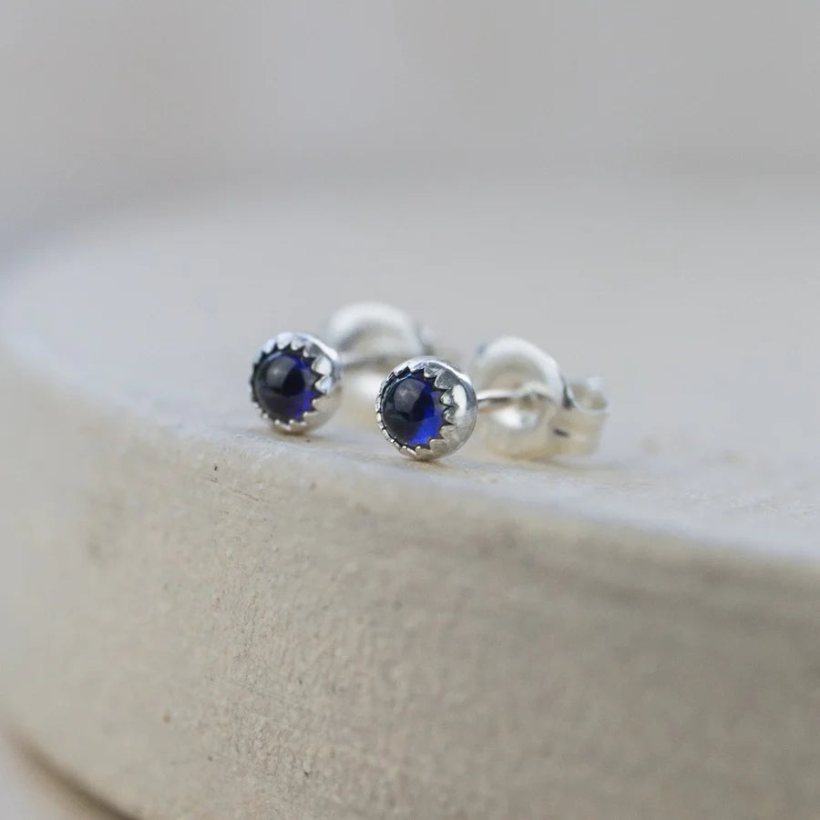 Sterling Silver Mini Studs with Semi Precious Stones
