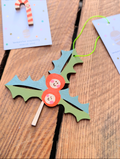 Smiley Holly Wooden Decoration