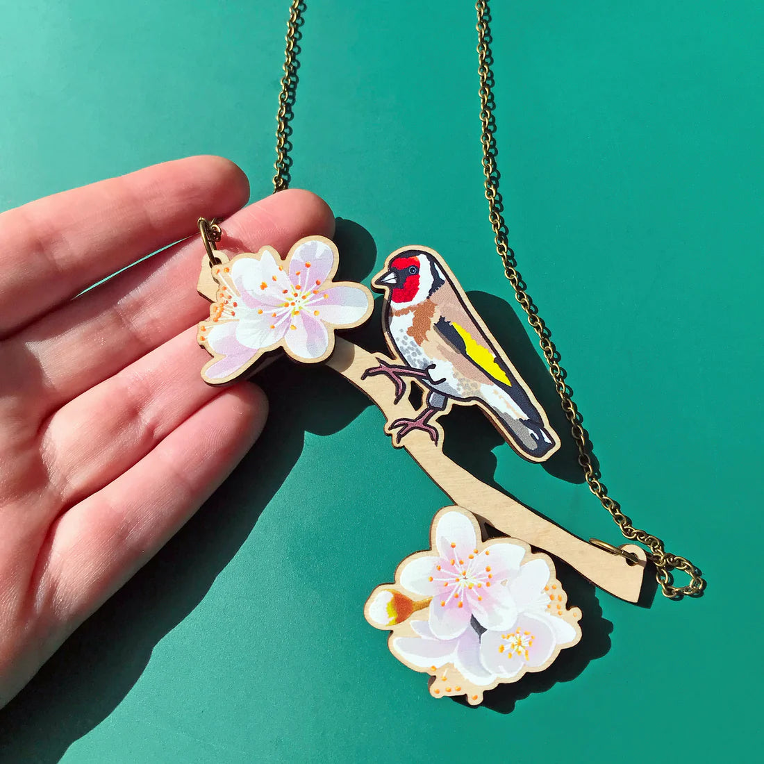 Birds Of A Feather Goldfinch Blossom Necklace