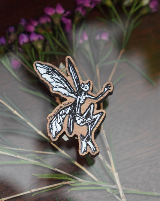 Wooden Fairy Pin