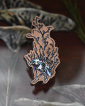 Wooden Mushroom Creature Pin