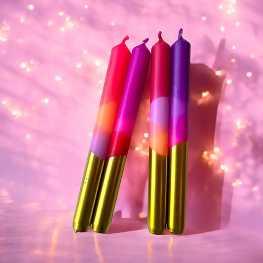 Aurora Dip Dye Dinner Candle - Set Of 4