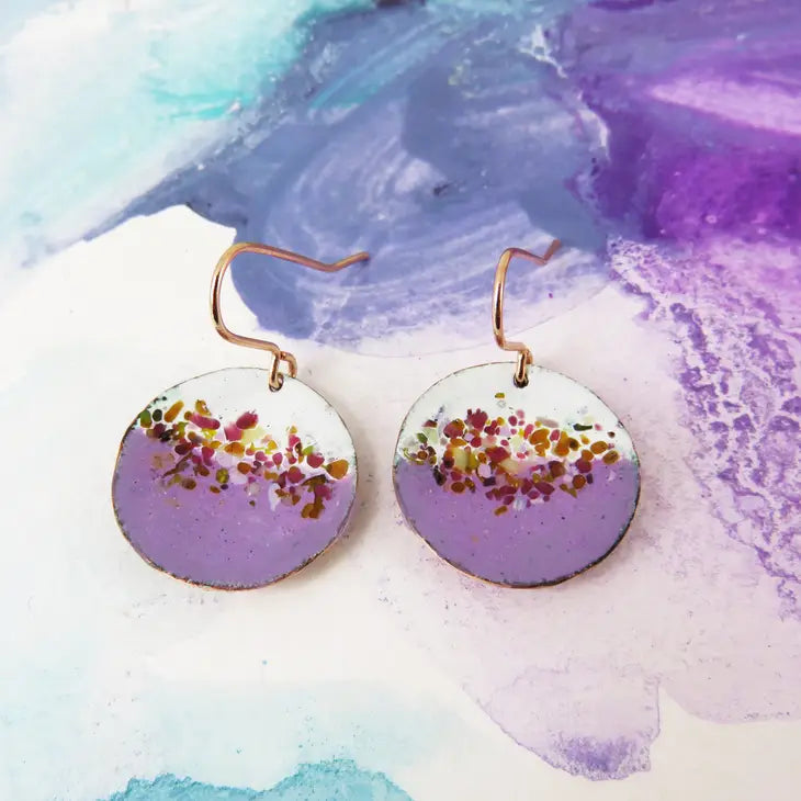 Purple Earrings With Glass Sprinkles