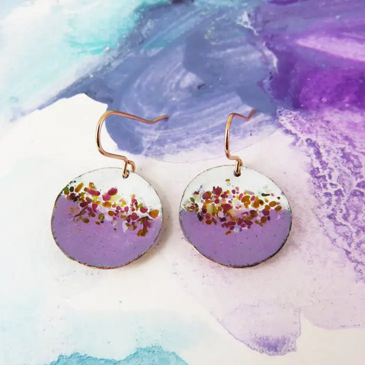 Purple Earrings With Glass Sprinkles