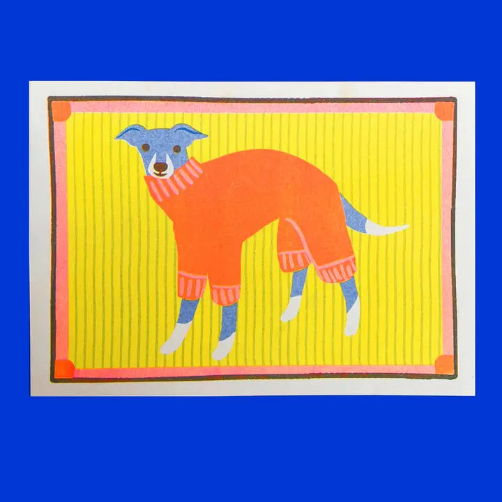 Italian Greyhound Risograph Mini Print - A5