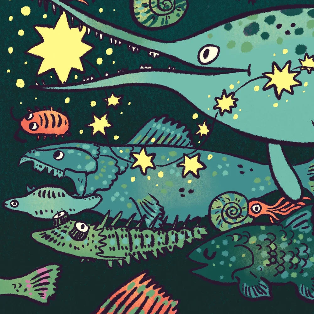 Ichthyosaur 'Dinos and Stars' Print - 2 Sizes Available