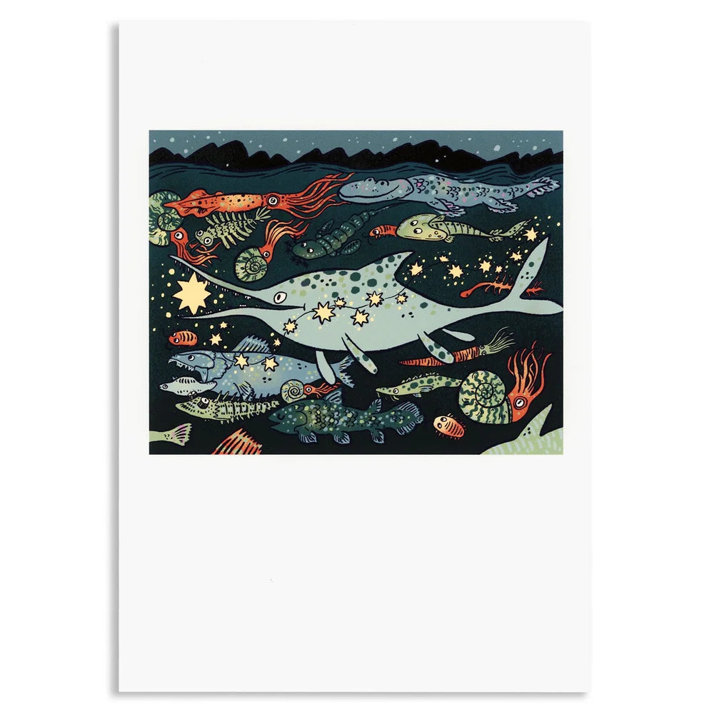 Ichthyosaur 'Dinos and Stars' Print - 2 Sizes Available