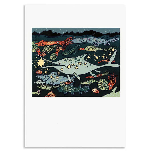 Ichthyosaur 'Dinos and Stars' Print - 2 Sizes Available