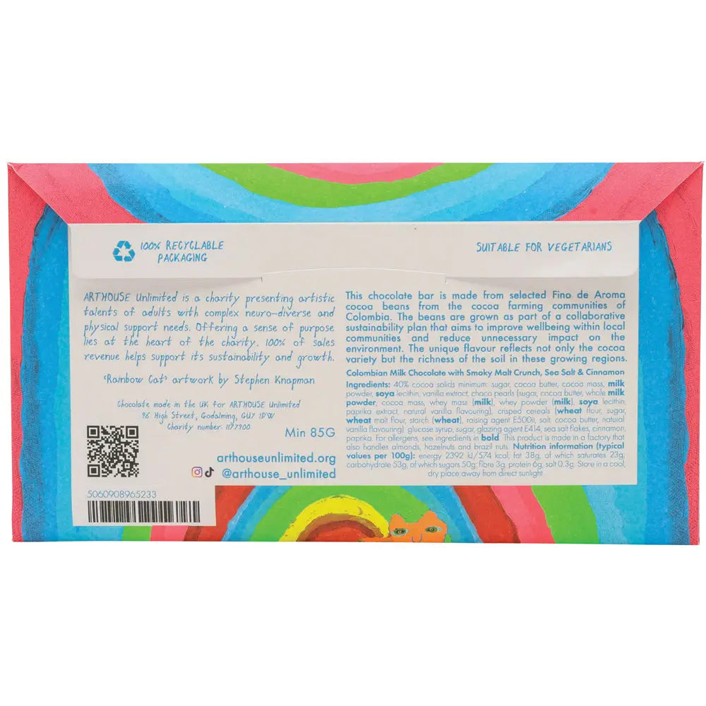 Milk Choc, Smoky Malt, Sea Salt & Vanilla 'Rainbow Cat' Bar
