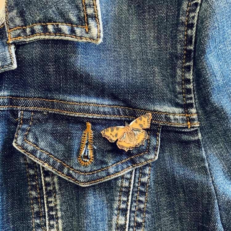 Tortoiseshell Butterfly Hand Painted Mini Pin Brooch