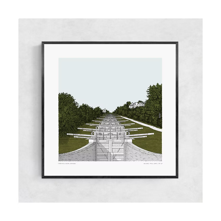 Caen Hill Locks Architectural Print - 2 sizes available