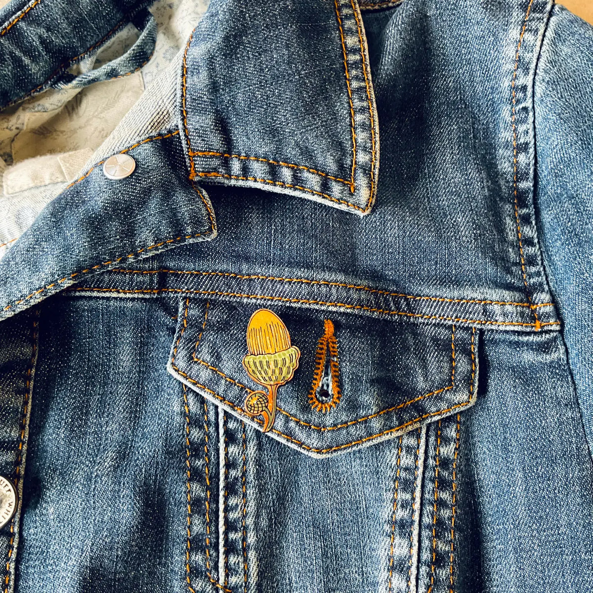 Acorn Hand Painted Mini Pin Brooch