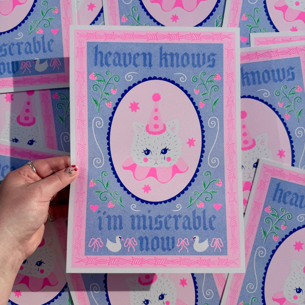 Heaven Knows I'm Miserable Now A4 Risograph Print