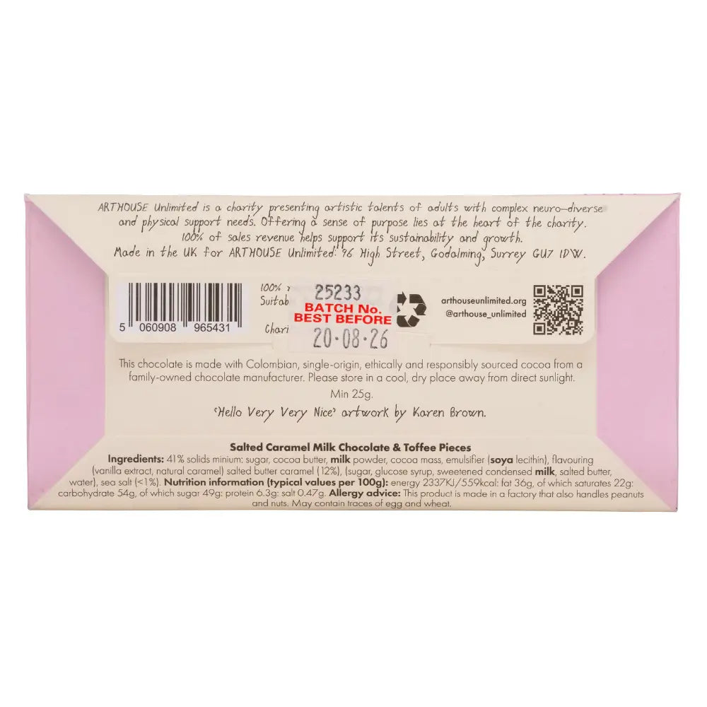 Salted Caramel Milk Chocolate & Toffee Pieces 'Hello, Very Very Nice' Joy Sized Bar