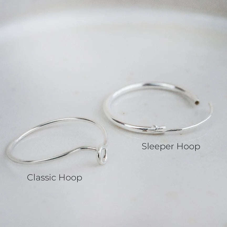 Tilted Heart Sterling Silver Hoop Earrings