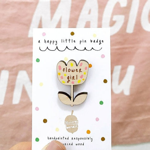 Flower Girl Pin Badge