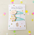 Smiley sunshine and cloud handpainted wooden hairclips