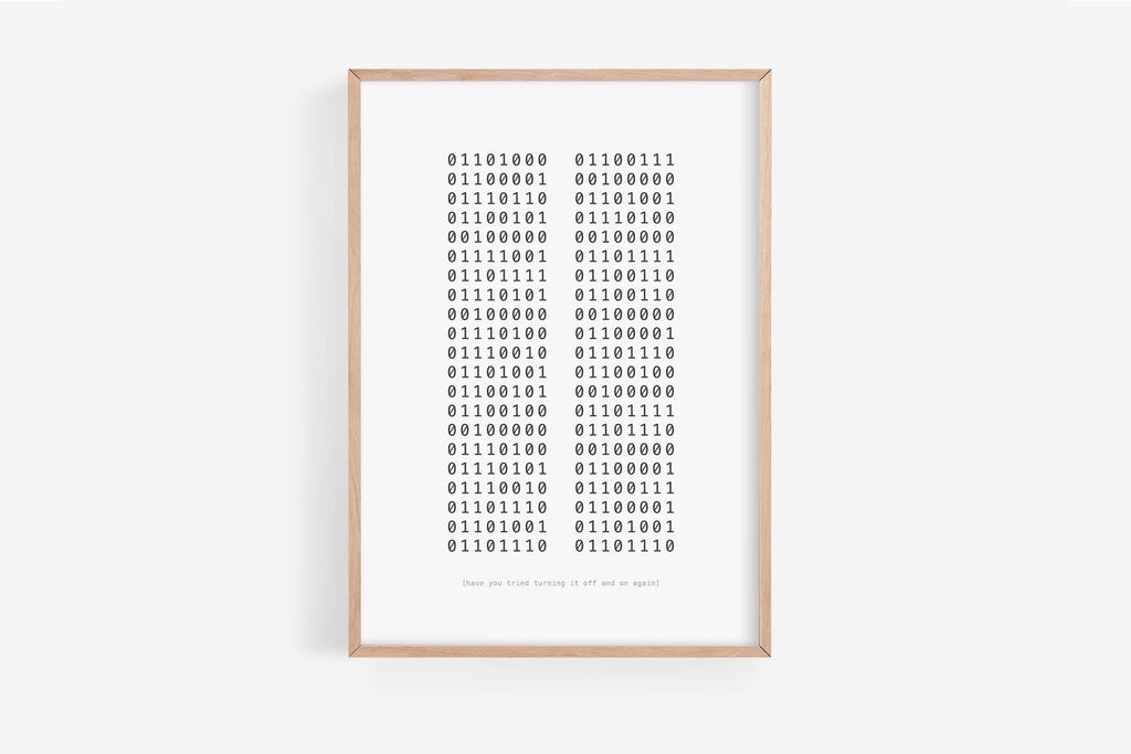 Off And On Again Binary Code A4 Print