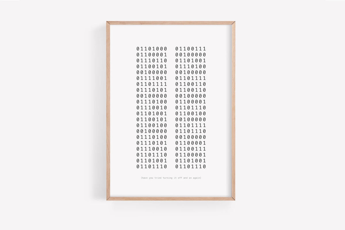 Off And On Again Binary Code A4 Print