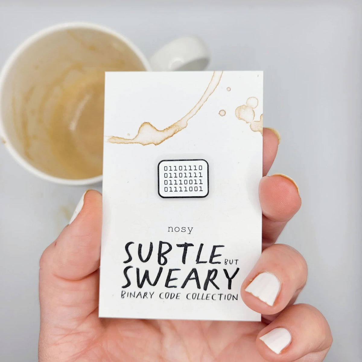Sweary Binary Code Pin - 6 Variations to choose from.