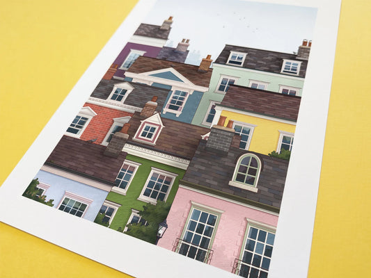 Colourful Houses Print - Available in 2 sizes